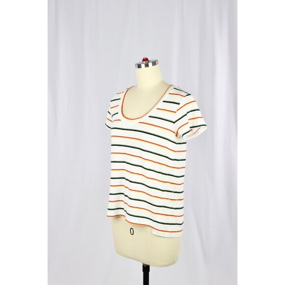 MADEWELL City Tee White Walcott Striped Linen Blend Scoop Neck T-Shirt, Size XS - Picture 7 of 13
